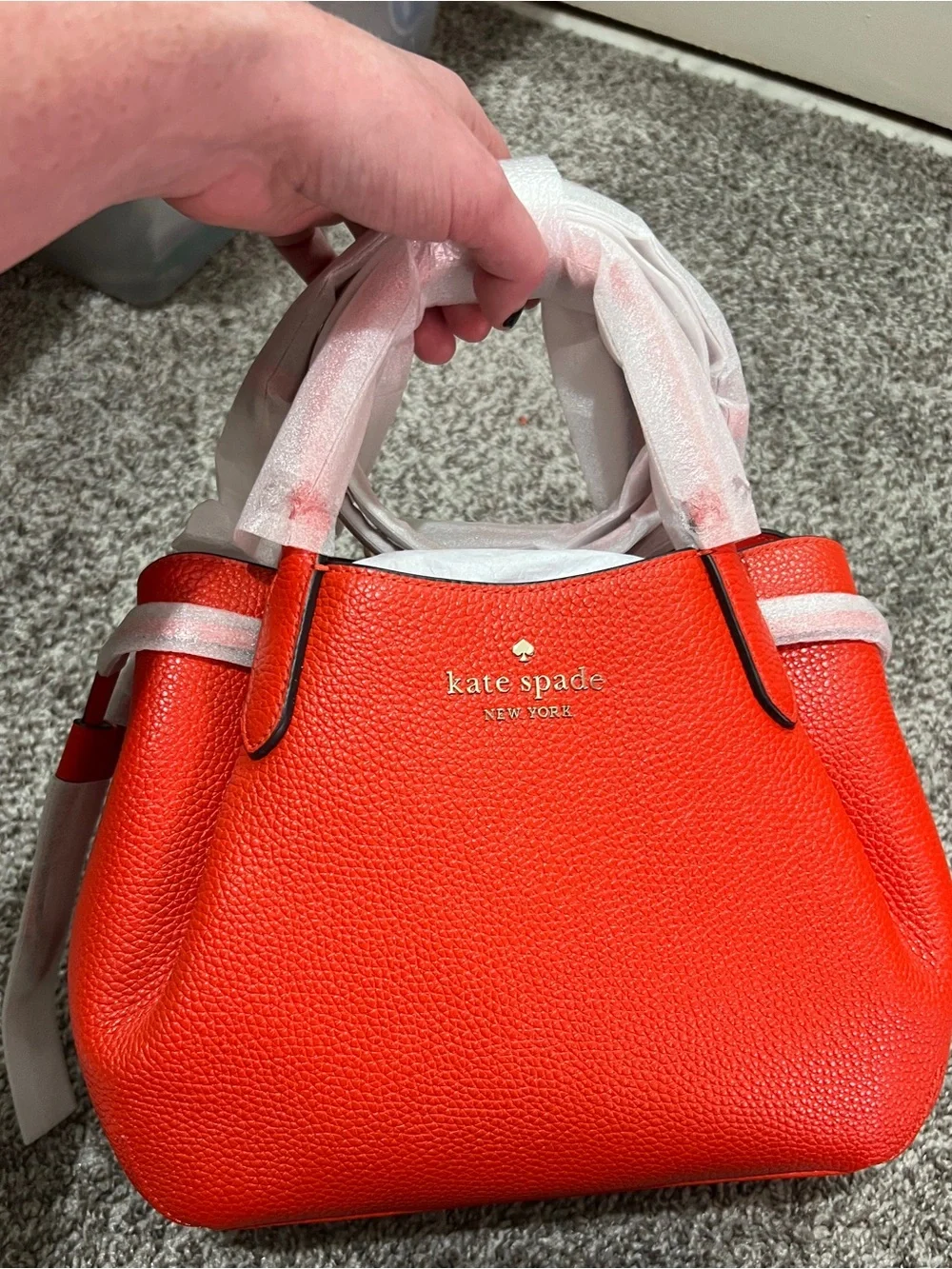 Kate Spade Dumpling Small Satchel in Tomato Slice Brand New